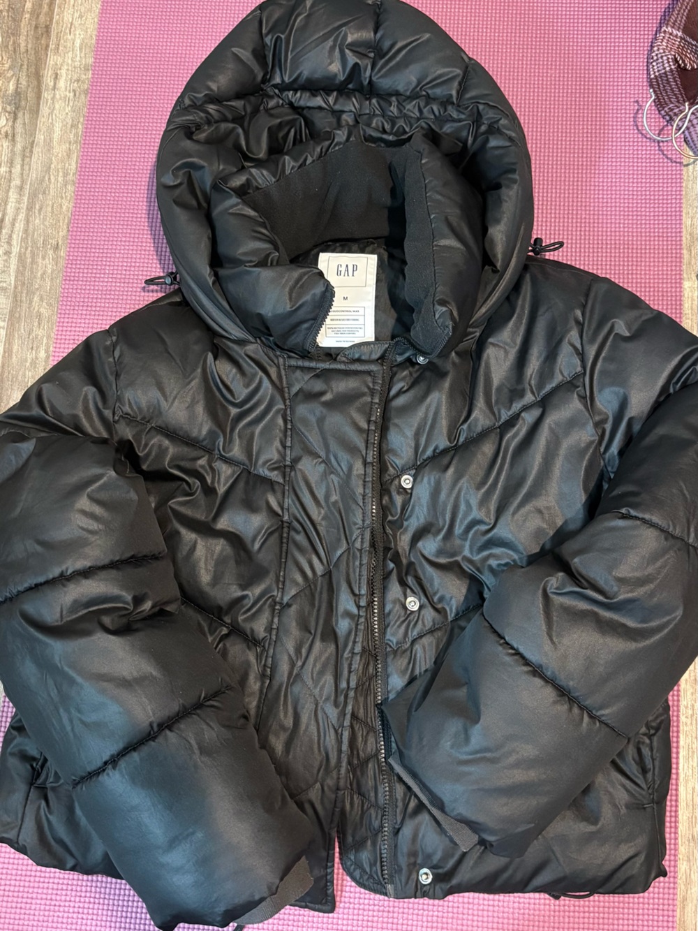 GAP Black Quilted Puffer Jacket with Hood